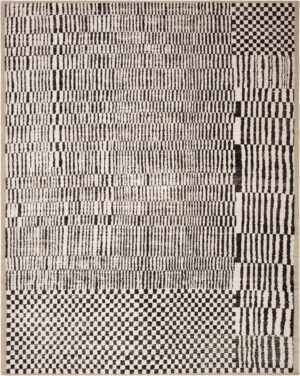 Modern Black and White Checkboard Design Rug 61256 by Nazmiyal Antique Rugs
