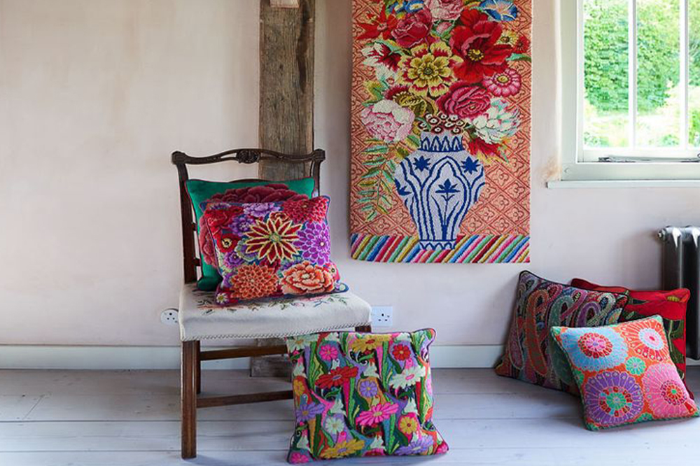 Needlepoint Textiles in Interior by Nazmiyal