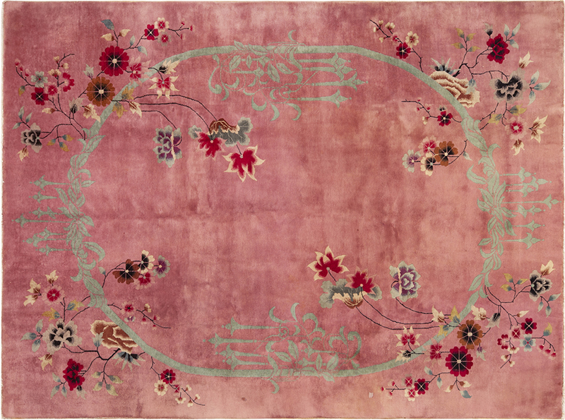 Pink Art Deco Chinese Rugs Lot#421 by Nazmiyal Auctions
