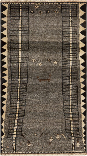 Primitive Motifs Vintage Persian Gabbeh Rug 73789