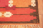 Right Corner of Vibrant Vintage Swedish Signed GS Kilim Rug 73685 by Nazmiyal Antique Rugs
