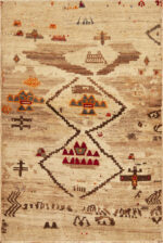 Mystical Vintage Gabbeh Rug with Abstract Tribal Glyphs and Earthy Desert Tones Mystical Vintage Gabbeh Rug with Abstract Tribal Glyphs and Earthy Desert Tones 73806 by Nazmiyal Antique Rugs