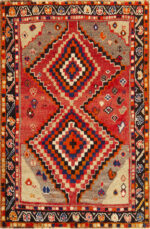 Expressive Vintage Persian Gabbeh Rug with Vibrant Checkerboard Diamond Medallions Expressive Vintage Persian Gabbeh Rug with Vibrant Checkerboard Diamond Medallions 73799 by Nazmiyal Antique Rugs