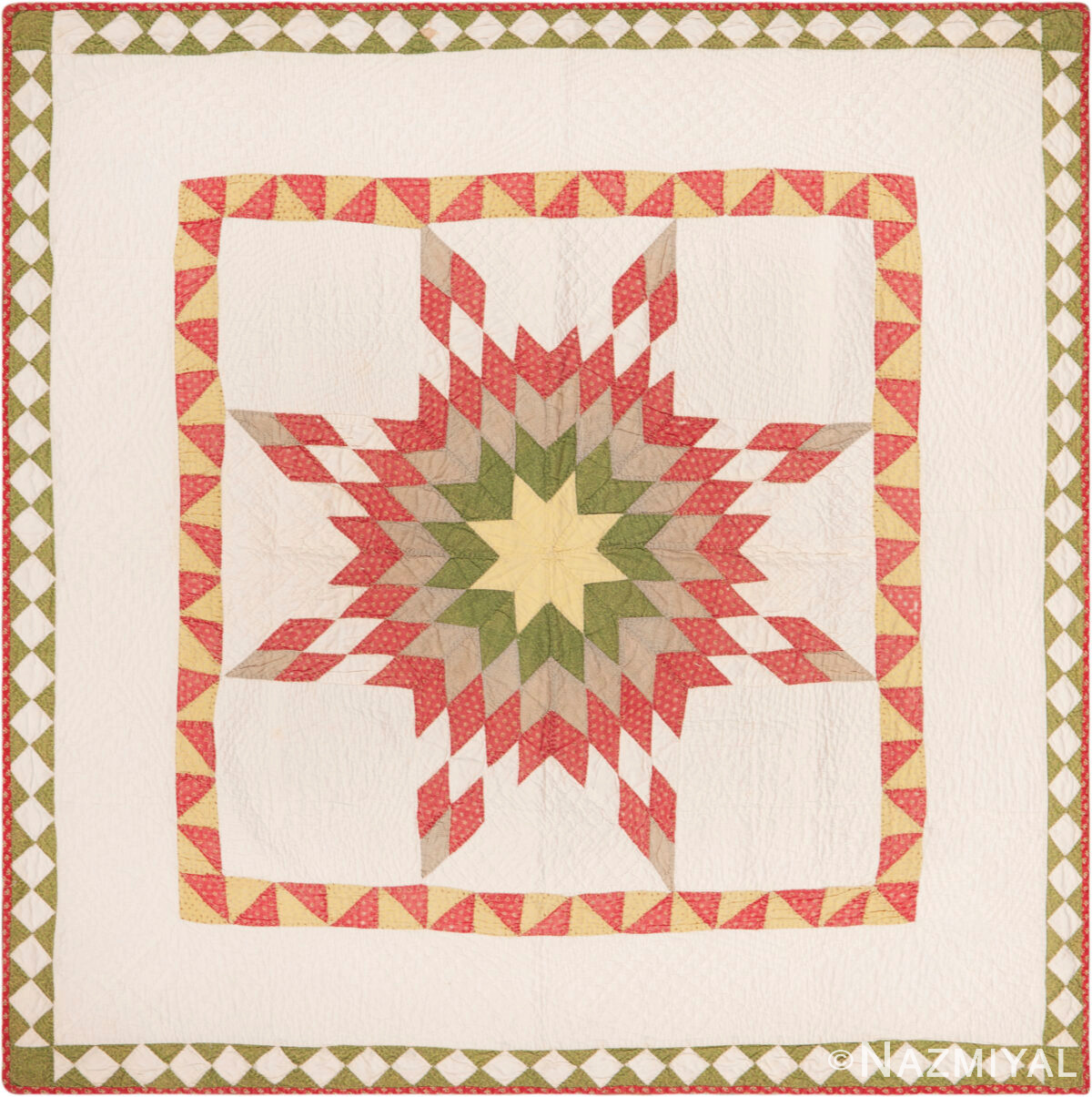 Antique American Star of Bethlehem Quilt Textile 73839 by Nazmiyal Antique Rugs