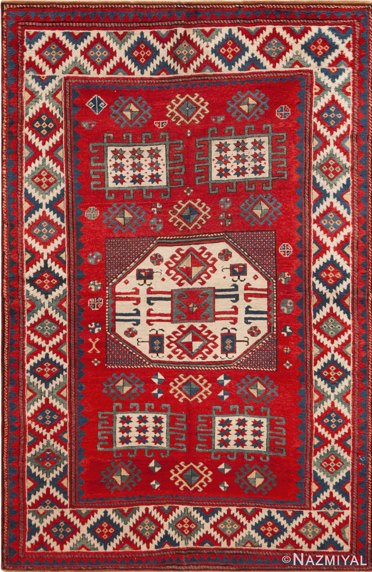 Antique Caucasian Kazak Rug 73852 by Nazmiyal Antique Rugs