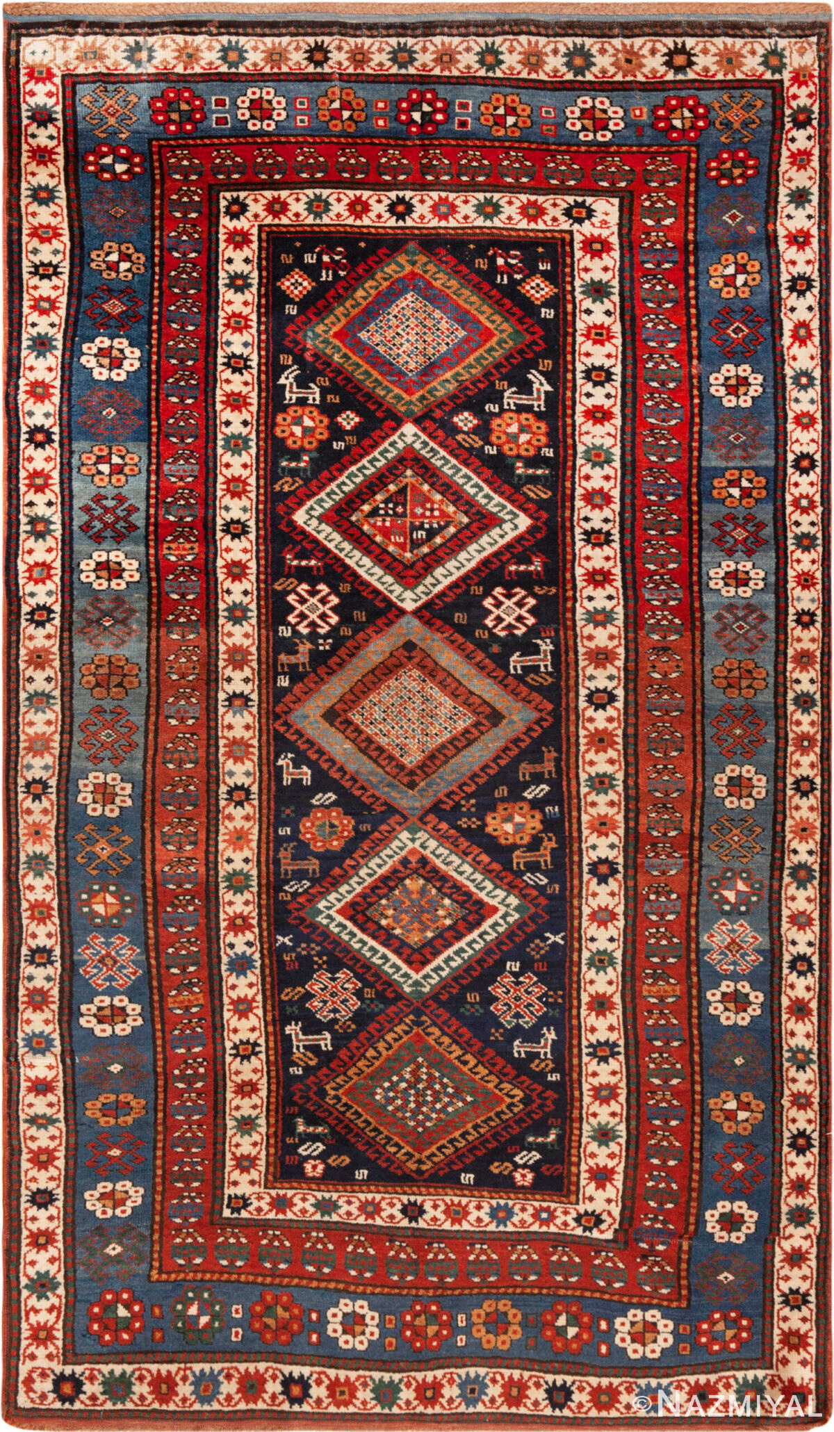 Antique Caucasian Kazak Rug 73854 by Nazmiyal Antique Rugs