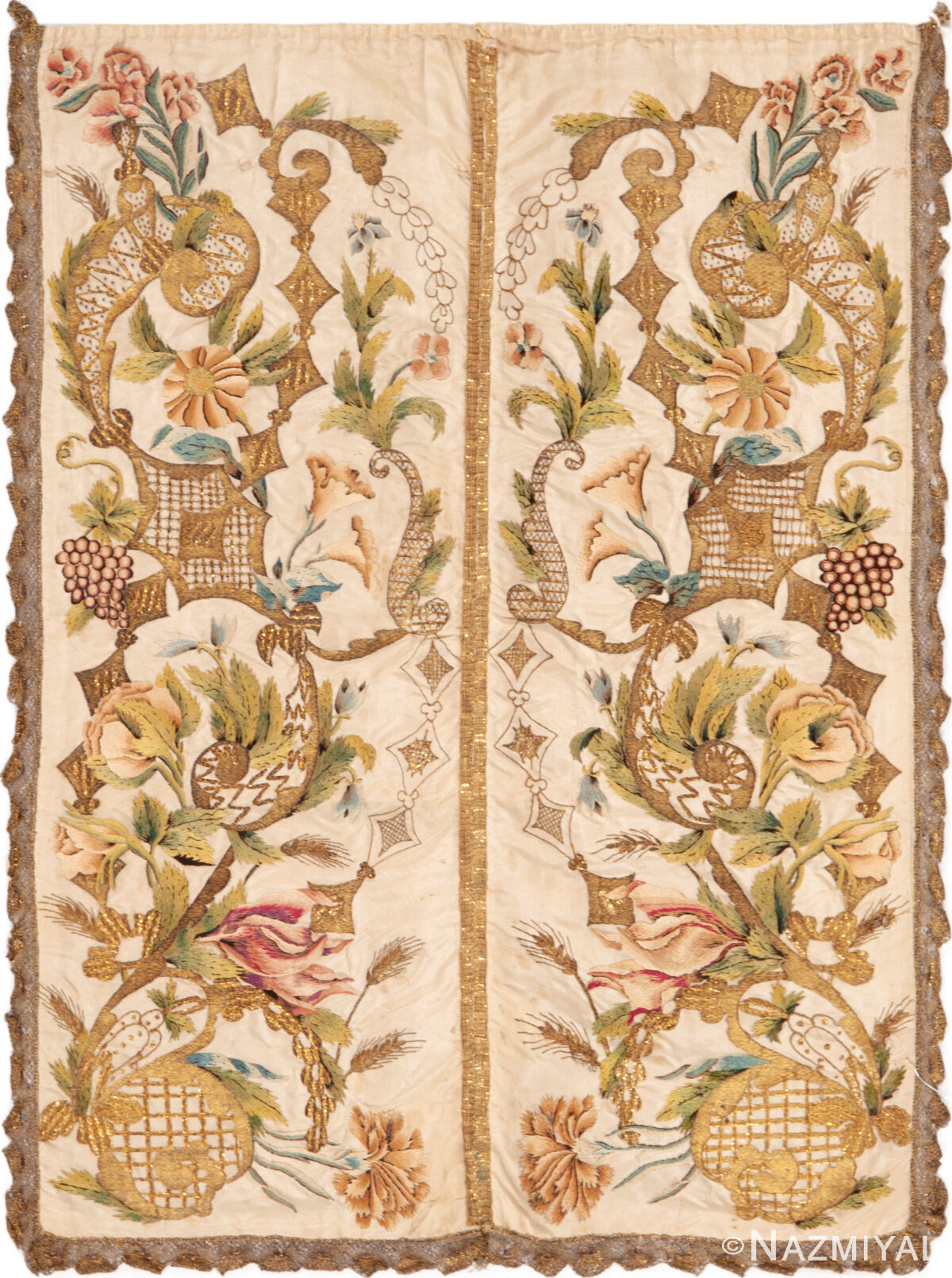 Antique Italian Banner Embroidery 73846 by Nazmiyal Antique Rugs