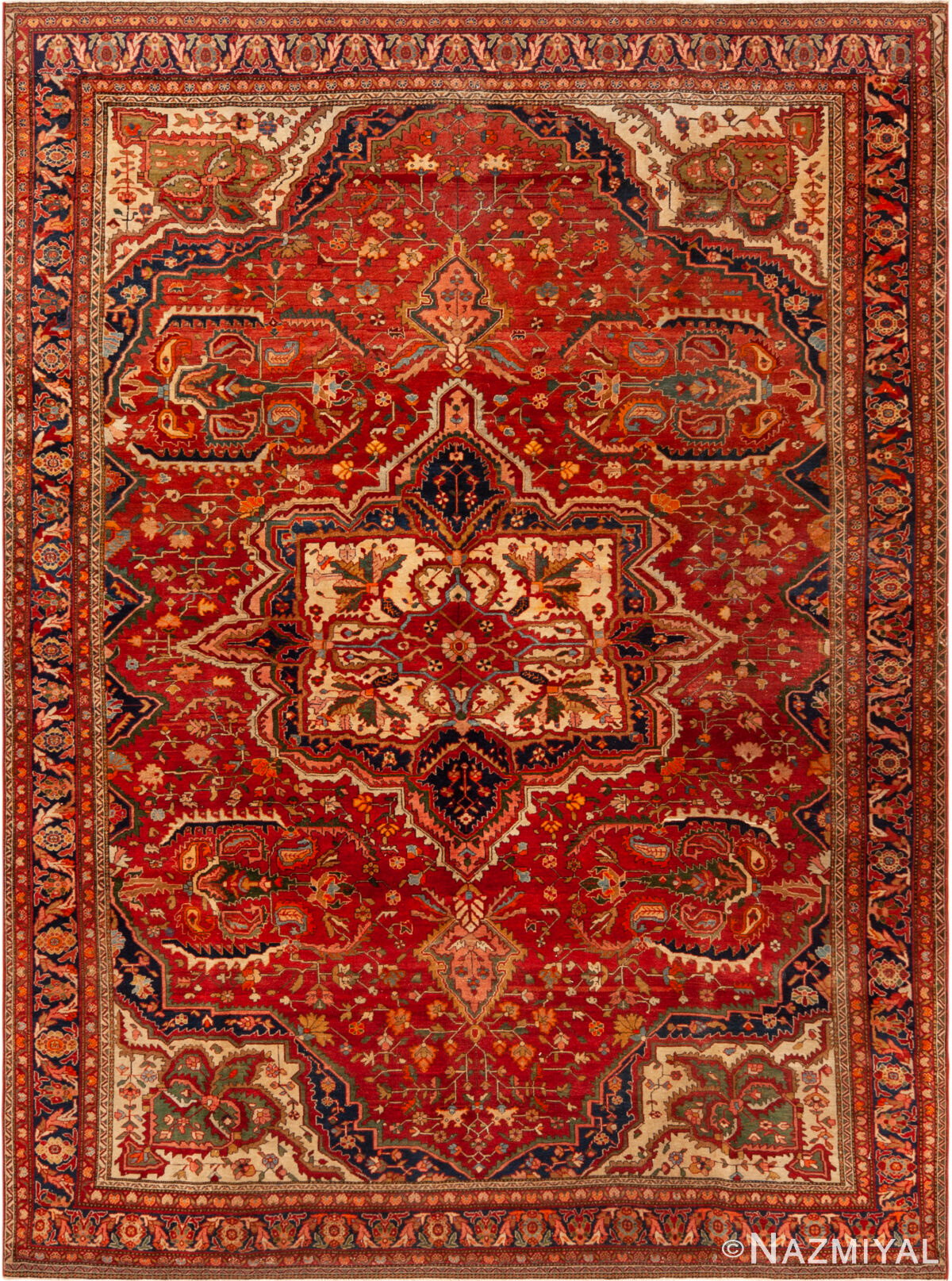 Antique Persian Farahan Sarouk Rug 73780 by Nazmiyal Antique Rugs