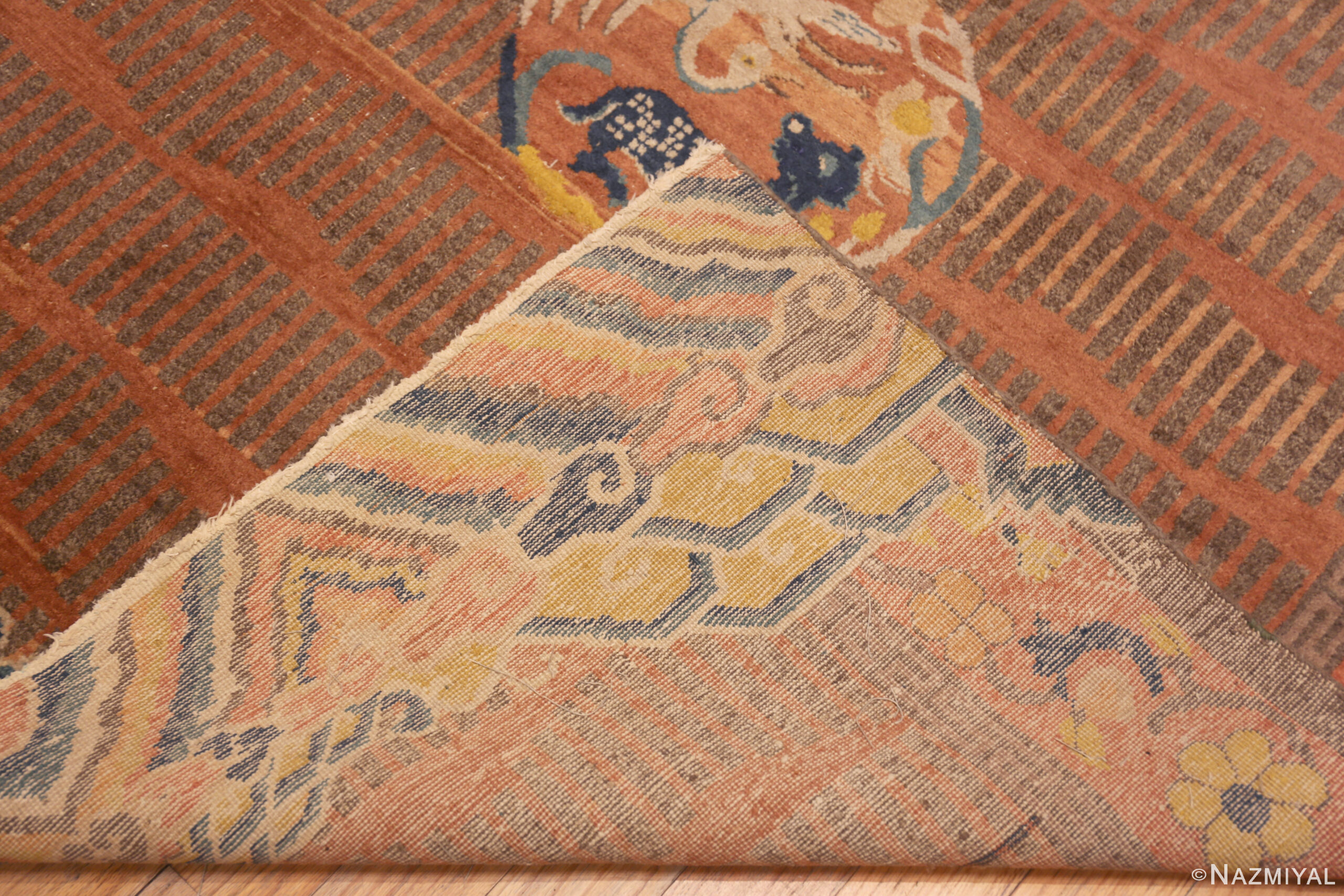 Culturally Rich Antique Chinese Fu Dog Dragon Rug 73399