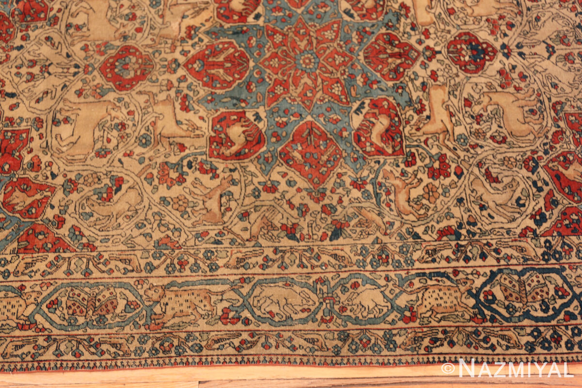 Persion Rug Figures Antique Persian Kashan Rug Mythical Animal Figures Nazmiyal