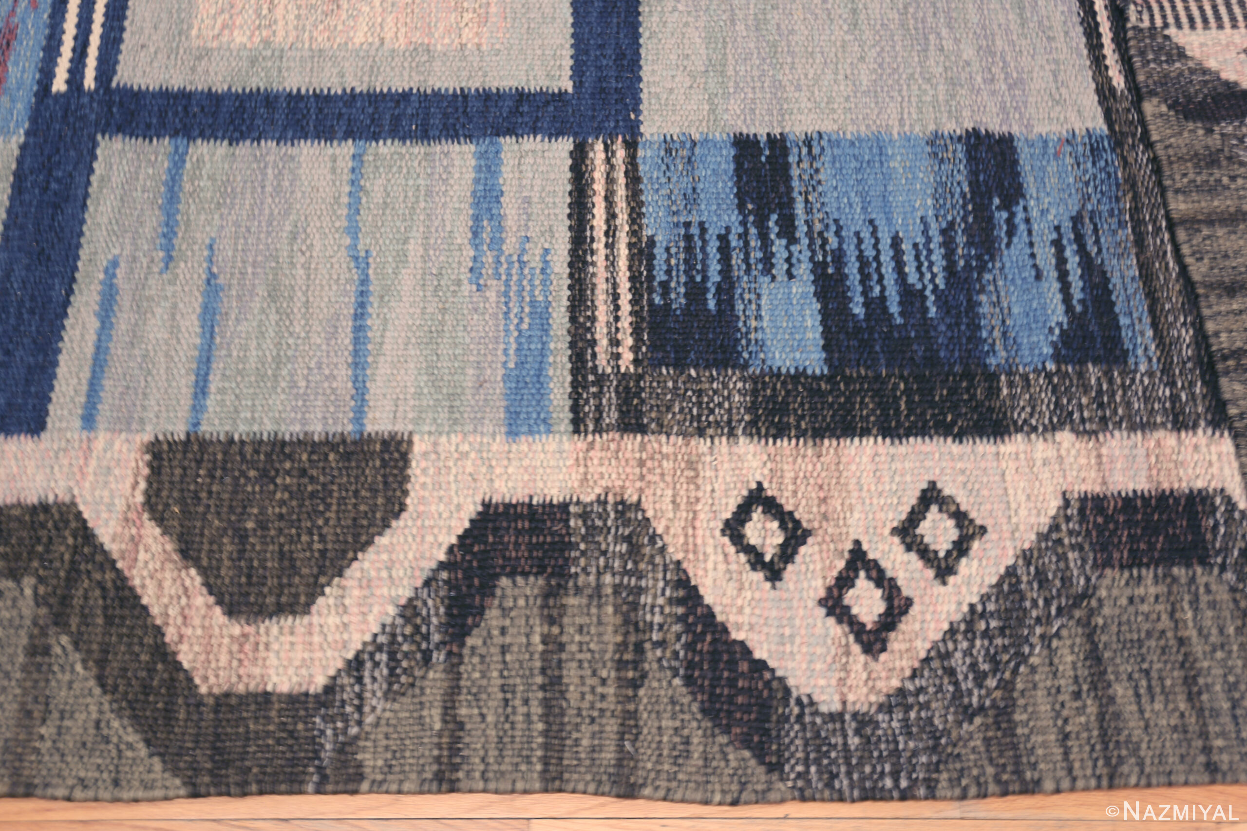 Modern Swedish Geometric Design Kilim Nazmiyal Rug