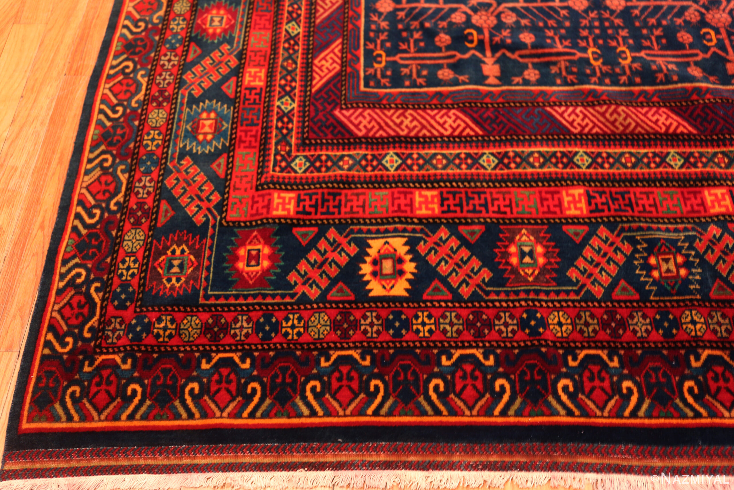 Corner Detail of Vintage East Turkestan Khotan 73400 by Nazmiyal Antique Rugs