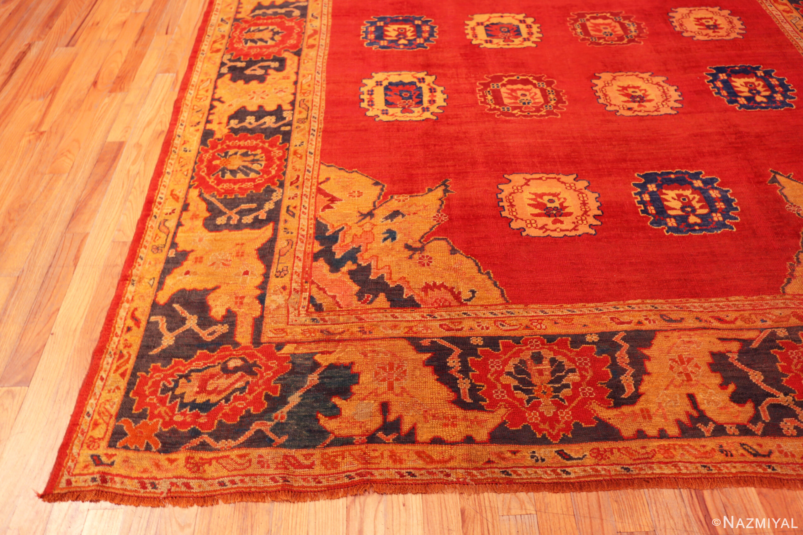 Bold Large Antique Turkish Oushak Rug 73689 Nazmiyal