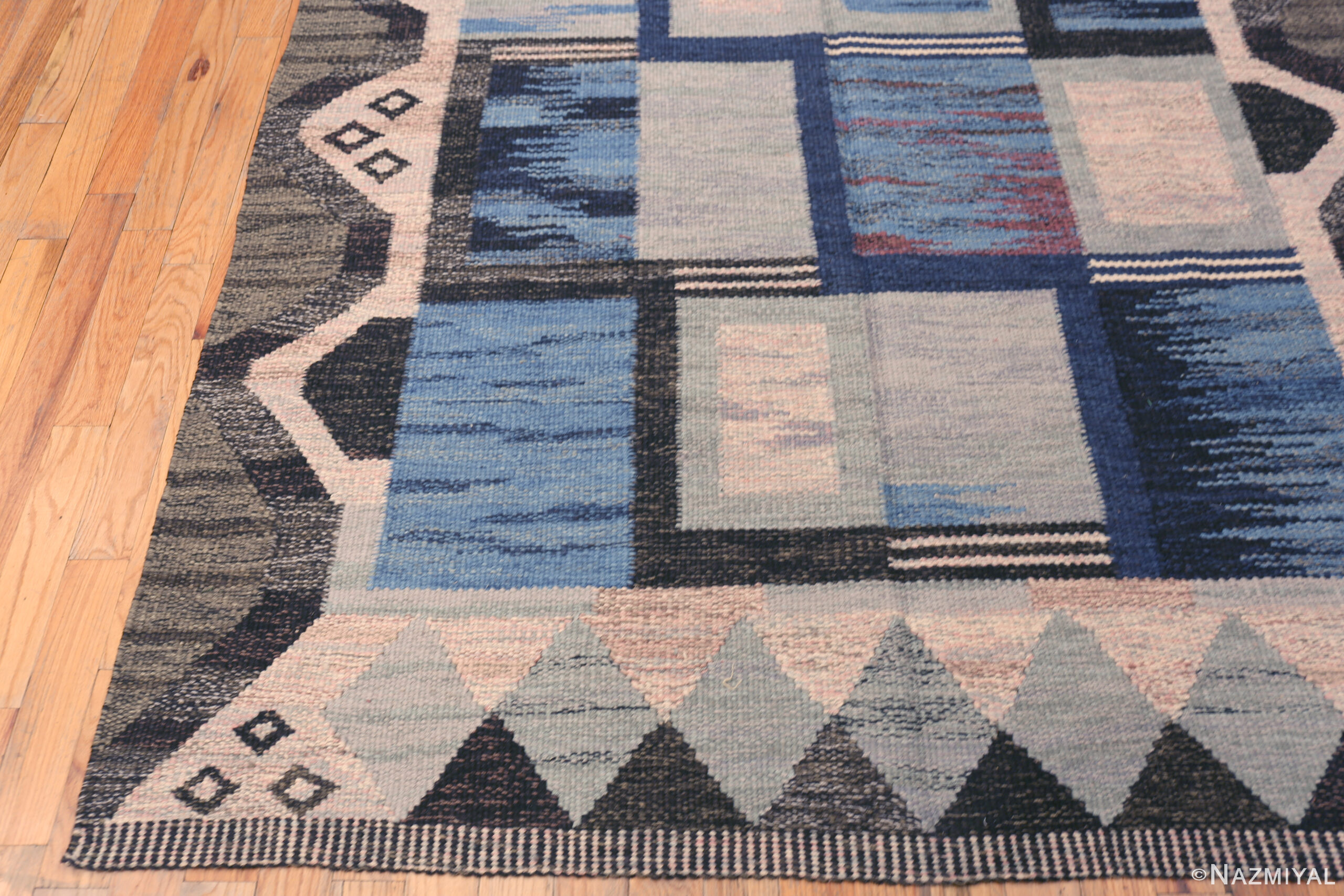 Modern Swedish Geometric Design Kilim Nazmiyal Rug