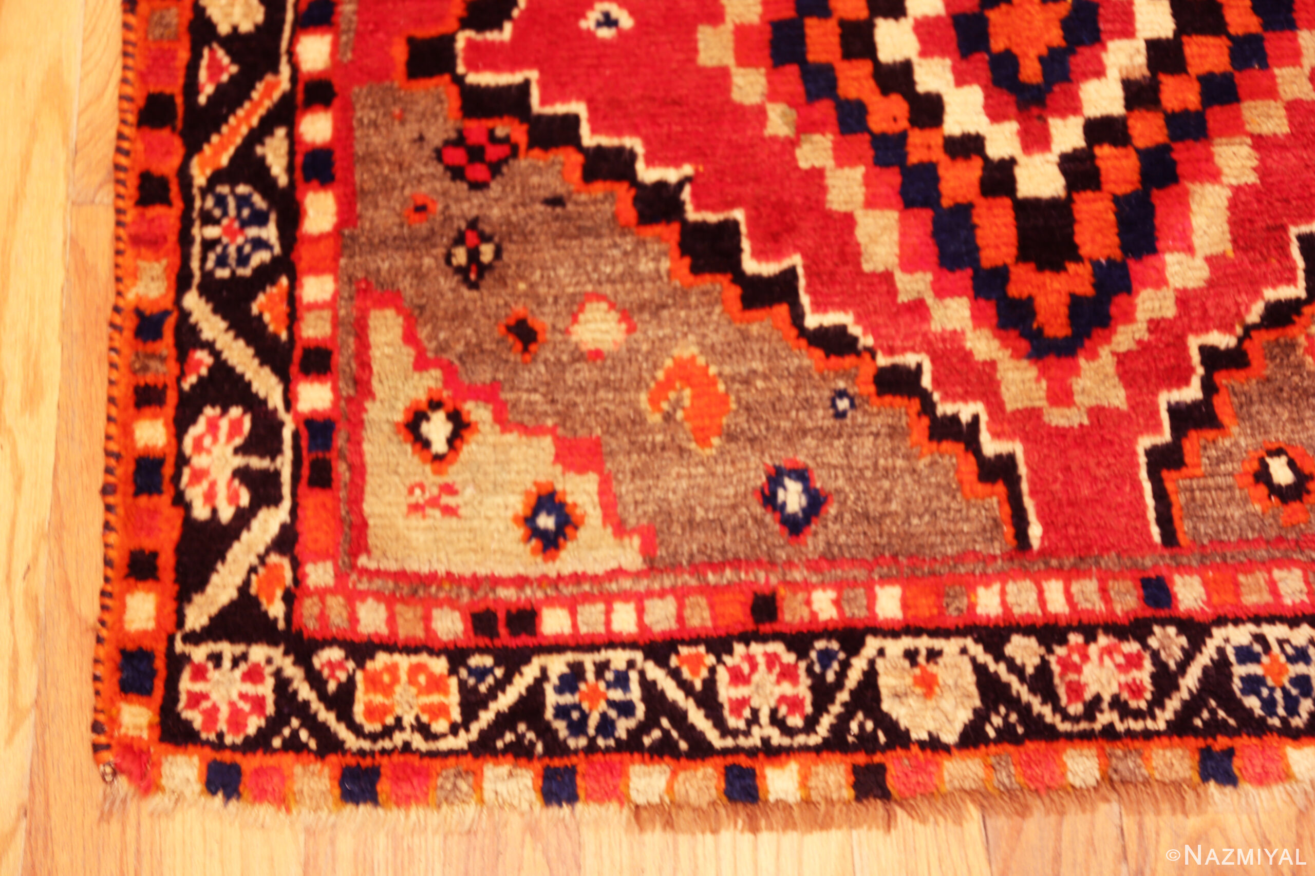 Corner of Vintage Persian Gabbeh Rug with Diamond Medallions 73799 by Nazmiyal Antique Rugs