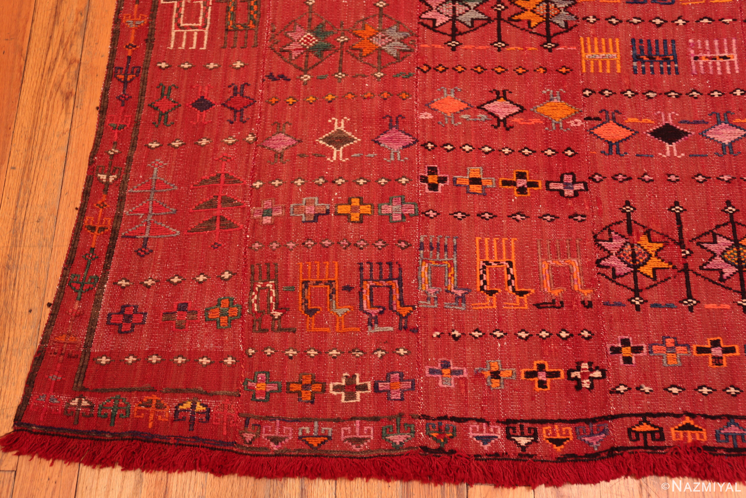 Corner of Vintage Persian Flatweave Gabbeh Tribal Rug 73794 by Nazmiyal Antique Rugs