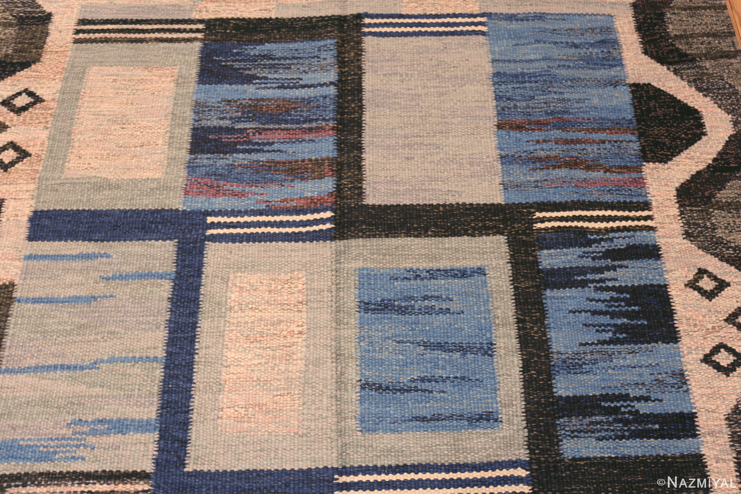Modern Swedish Geometric Design Kilim Nazmiyal Rug