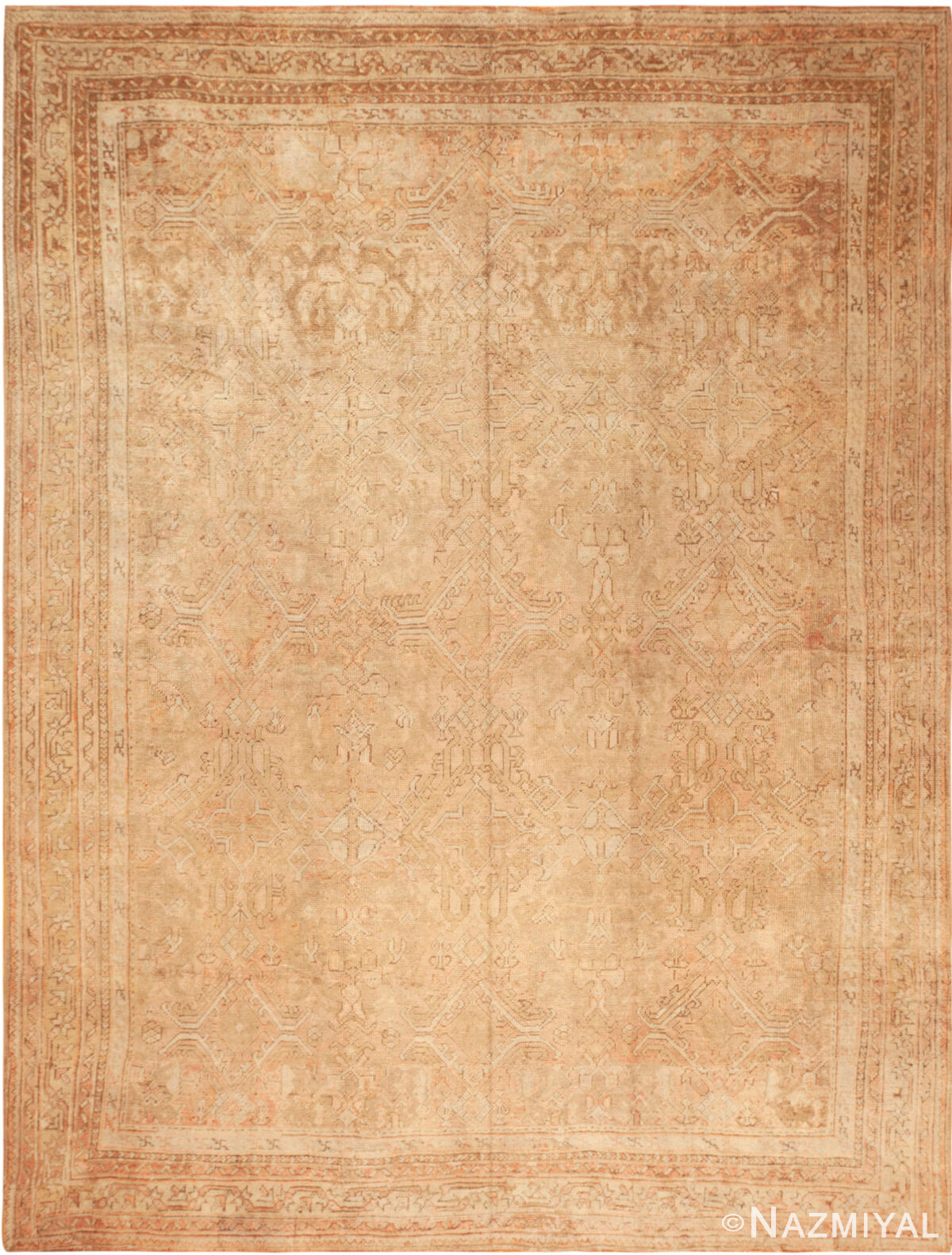 Large Antique Turkish Oushak Rug 73818 by Nazmiyal Antique Rugs