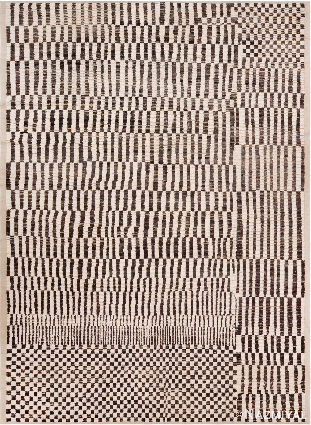 Modern Checkboard Balkhi Cotton Rug 61223 by Nazmiyal Antique Rugs