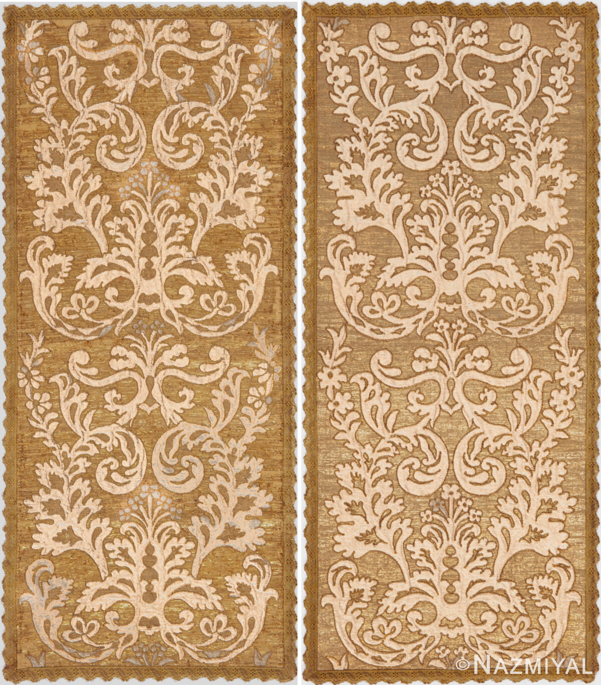 Pair of Antique Portuguese Wall Panels Textile 73845 by Nazmiyal Antique Rugs