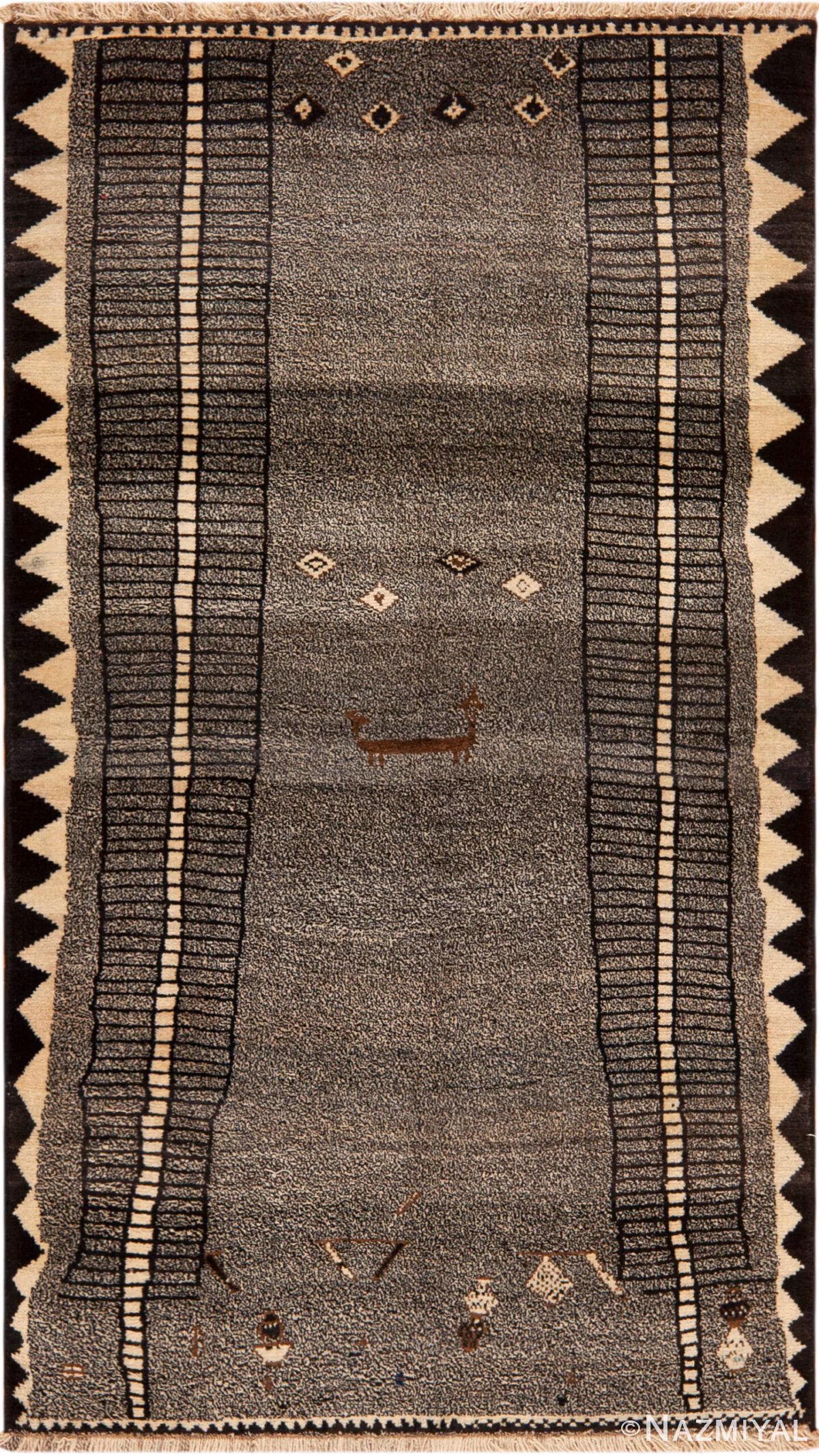 Primitive Motifs Vintage Persian Gabbeh Rug 73789