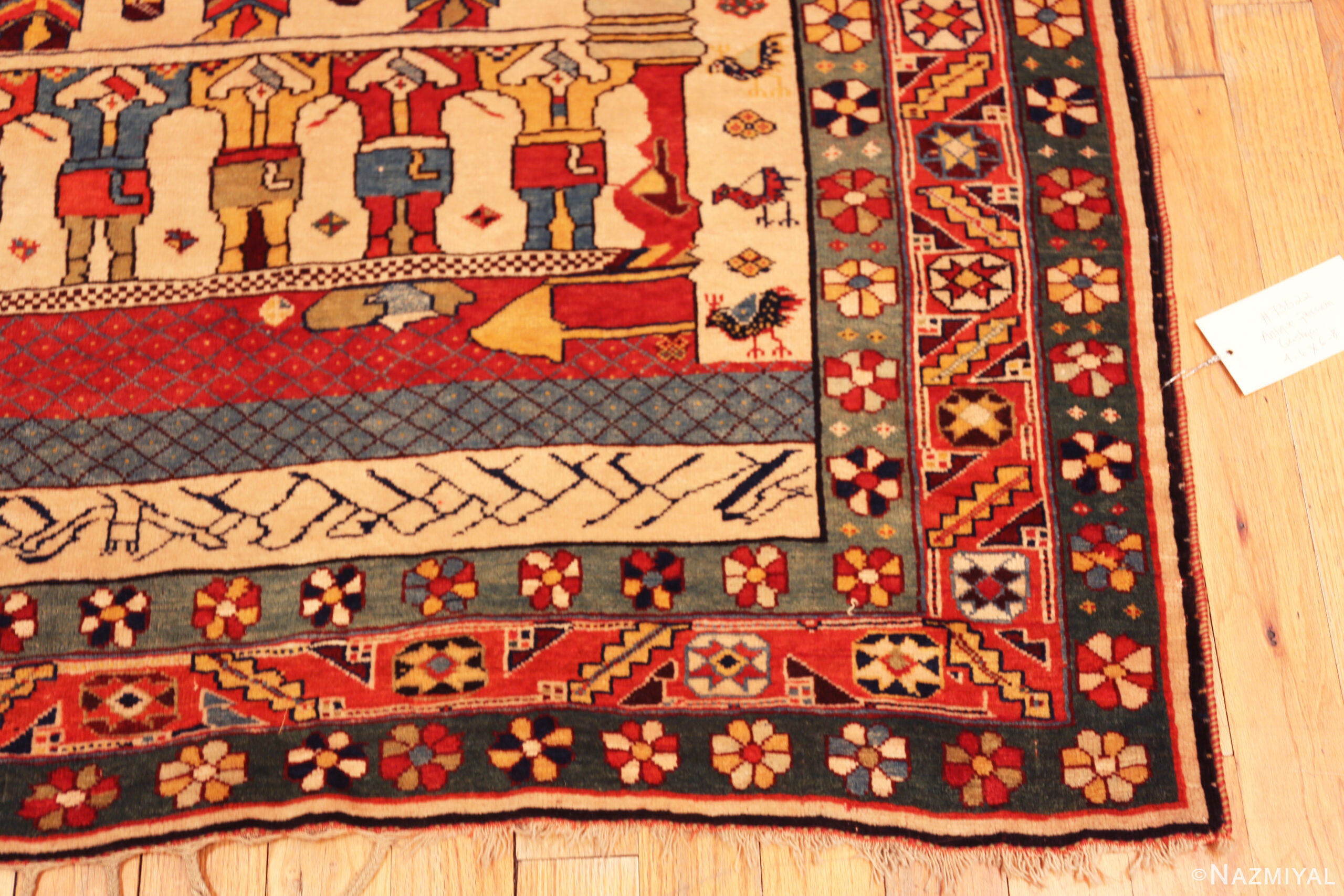 Rare Antique Qashqai Pictorial Rug with Historic Imagery Charm