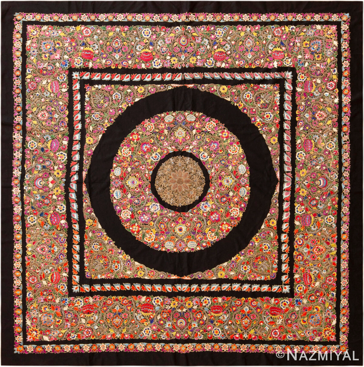 Silk Antique Persian Suzani Textile 70610 by Nazmiyal Antique Rugs