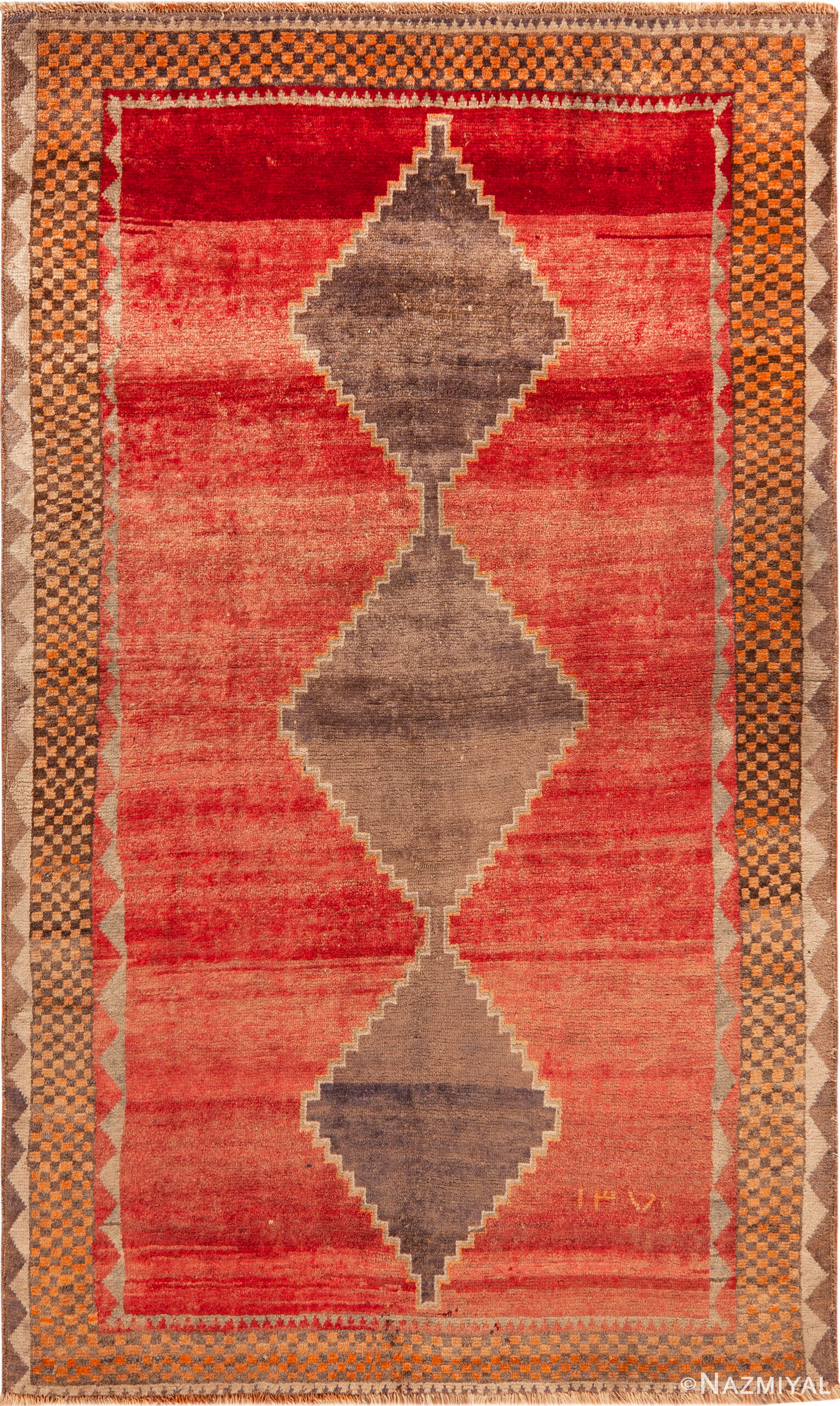 FIN VINTAGE MAIN Fabriqué Traditionnel Oriental Laine Red Blanc Tapis