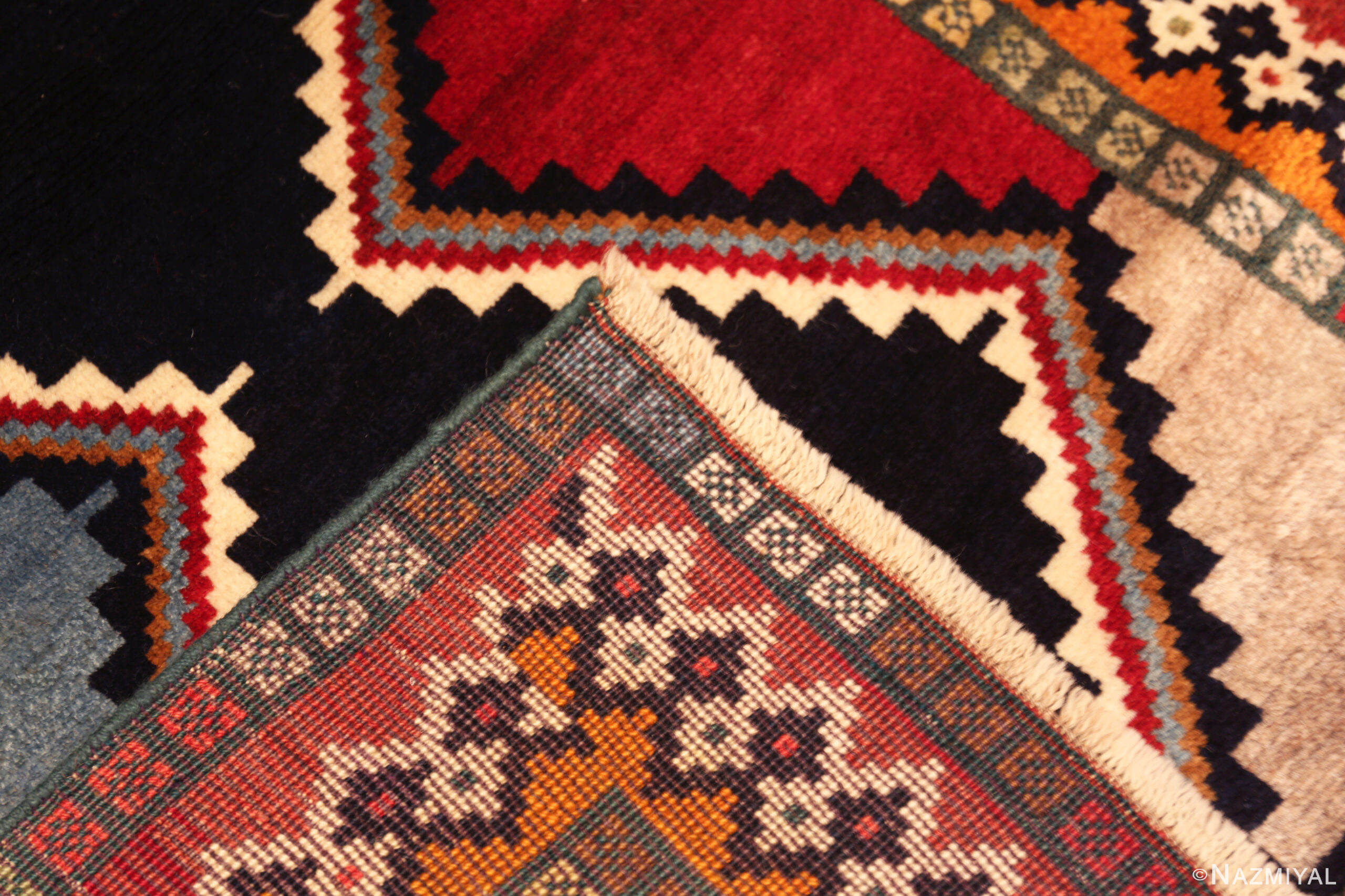 Weave of Vintage Persian Gabbeh Rug with Bold Tribal Design 73798 by Nazmiyal Antique Rugs