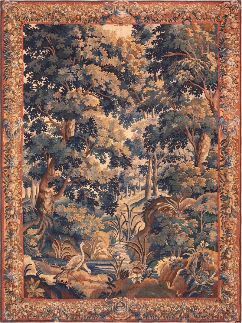 18th Century Silk and Wool French Verdure Tapestry 73752 by Nazmiyal Collection Blog