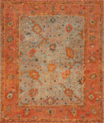 Decorative Antique Oushak Rug With Classic Open-Field Design Decorative Antique Oushak Rug With Classic Open-Field Design 73895 by Nazmiyal Antique Rugs