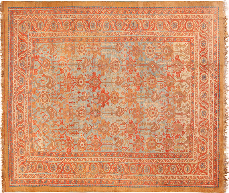 Blue Background Antique Persian Bakshaish Rug 71811