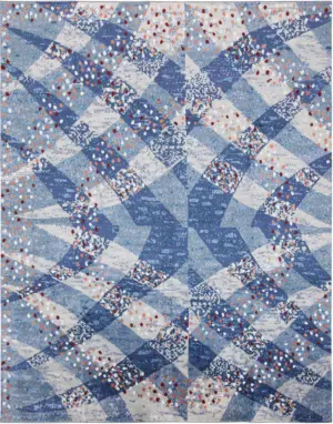 Blue Silk and Wool Modern Swedish Design Rug 60911 by Nazmiyal Antique Rugs