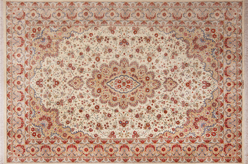 Fine Luxurious Floral Room Size Vintage Persian Silk Qum Rug 72745