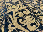 Floral Detail of Blue Antique Balkan Embroidery Textile 72402 by Nazmiyal Antique Rugs