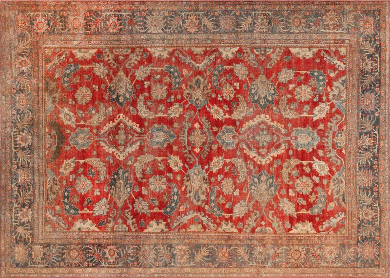 Horizontal Vintage Persian Floral Mahal 72716 by Nazmiyal Rugs