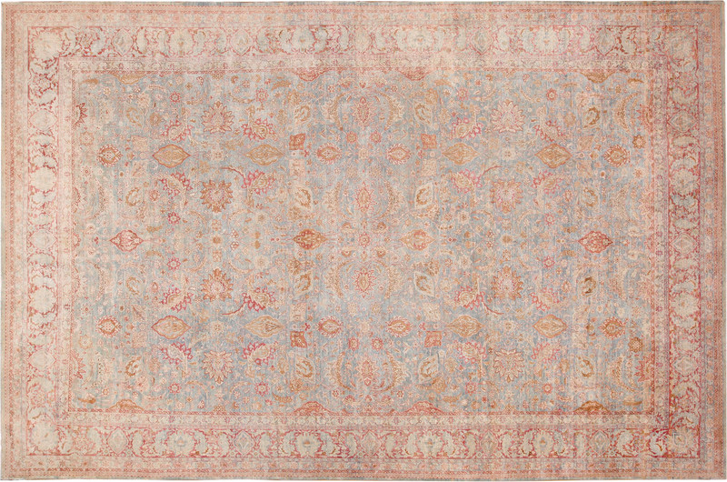 Fine Large Soft Light Blue Antique Decorative Persian Kerman Rug 49835 by Nazmiyal Antique Rugs