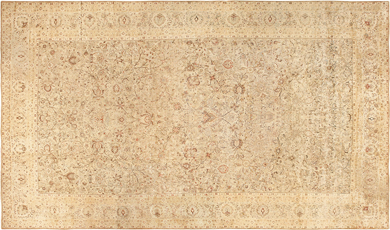 Decorative Neutral Oversized Antique Persian Kerman Rug 49335