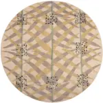 Round Silk and Wool Modern Swedish Inspired Rug 60901 by Nazmiyal Antique Rugs