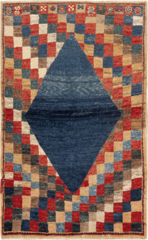Small Vintage Persian Blue Diamond Gabbeh Rug 73912 by Nazmiyal Collection