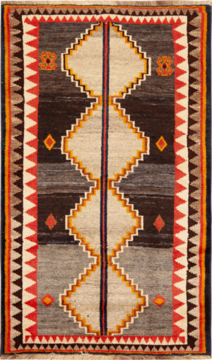 Small Vintage Persian Bold Geometric Gabbeh Rug 73906 by Nazmiyal Collection