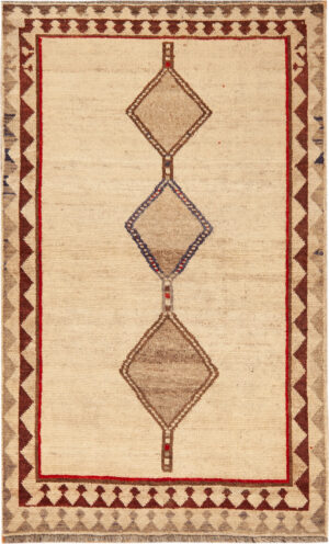 Small Vintage Persian Neutral Tone Gabbeh Rug 73905 by Nazmiyal Collection