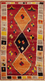Small Vintage Persian Red Diamond Gabbeh Rug Small Vintage Persian Red Diamond Gabbeh Rug 73907 by Nazmiyal Collection