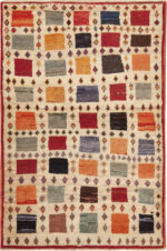 Small Vintage Persian Square Grid Gabbeh Rug 73911 by Nazmiyal Collection