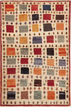 Small Vintage Persian Square Grid Gabbeh Rug 73911 by Nazmiyal Collection