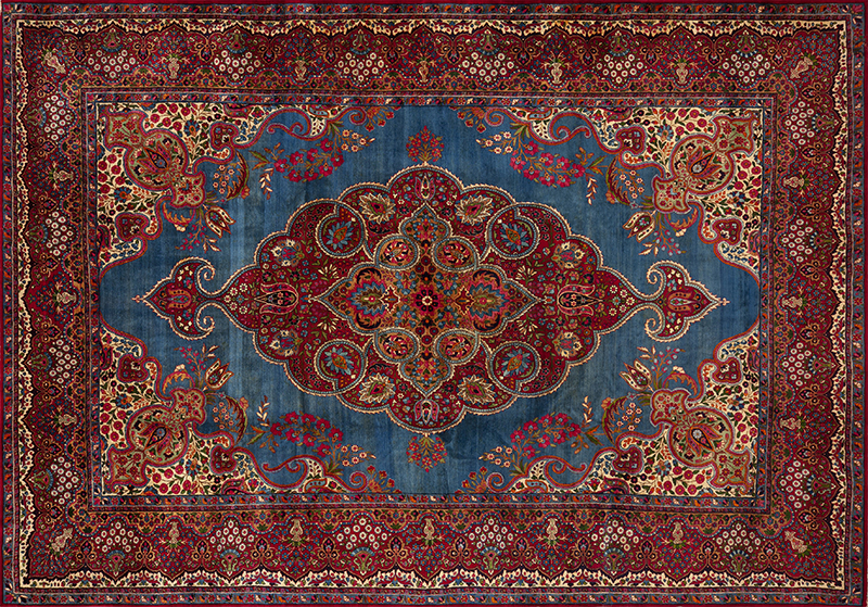Vintage Persian Kerman Rug with Sapphire Field and Crimson Medallion Nazmiyal Collection 73724