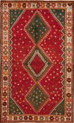 Vintage Persian Gabbeh Green Diamond Rug Vintage Persian Gabbeh Green Diamond Rug 73904 by Nazmiyal Collection