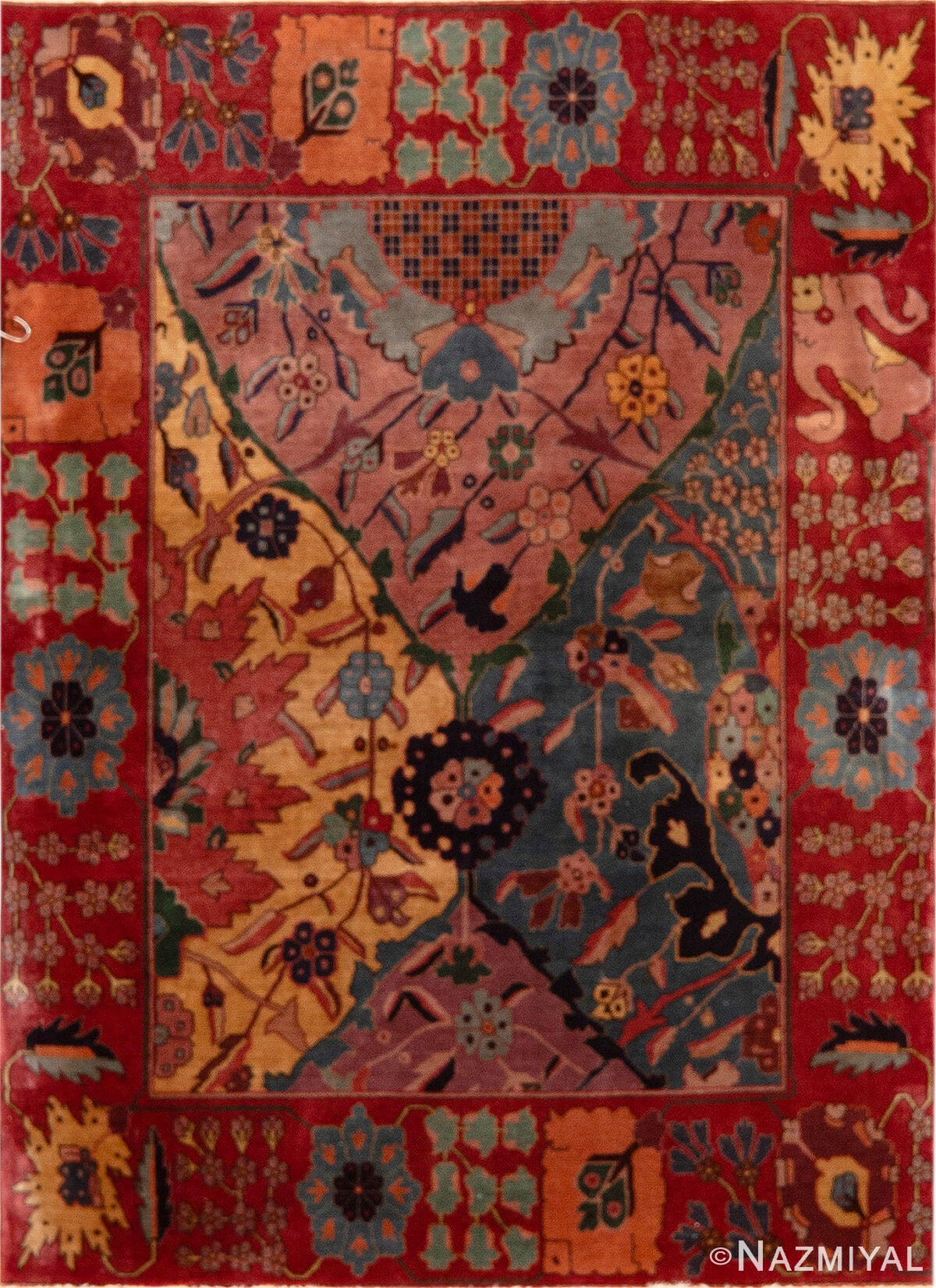 Verdant Jewel Garden Antique Agra Rug 73896 by Nazmiyal Antique Rugs