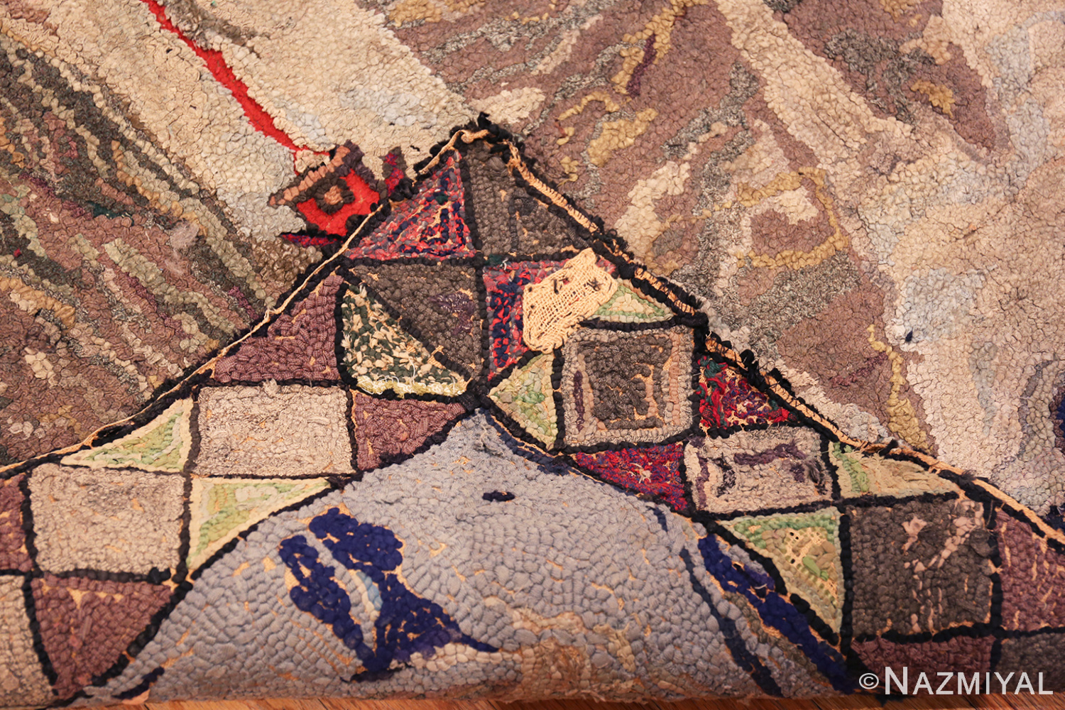 Artistic Antique American Hooked Rug 73572 Nazmiyal Rugs