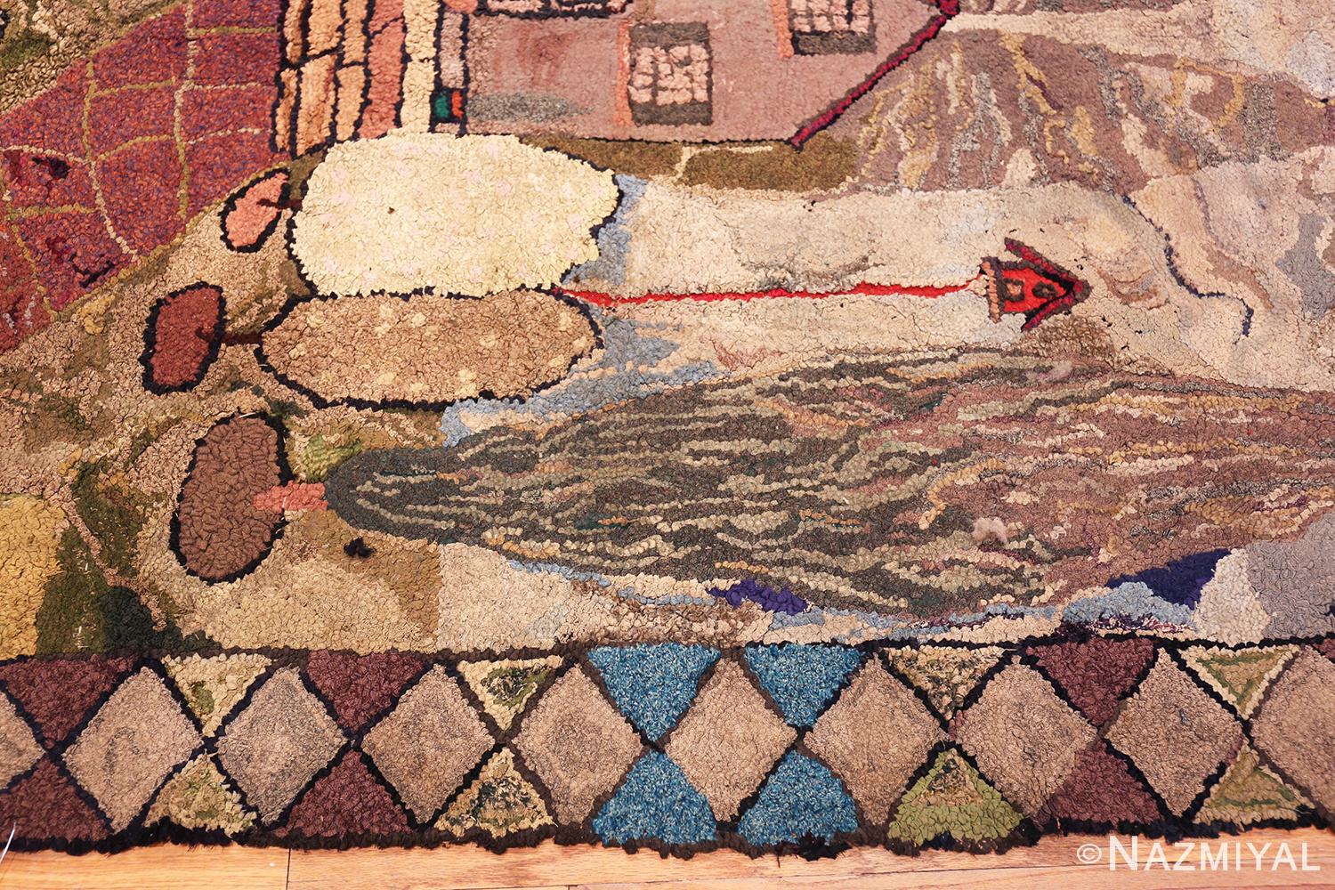 Artistic Antique American Hooked Rug 73572 Nazmiyal Rugs
